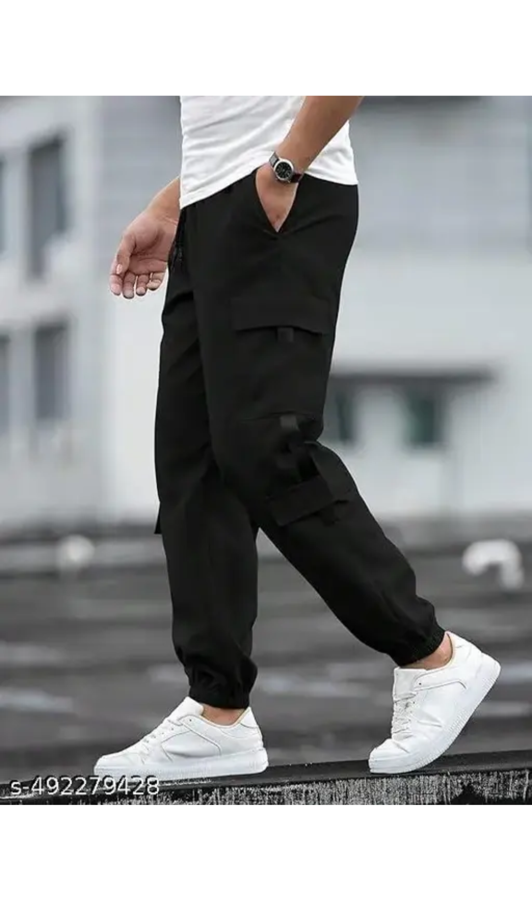 Modern Black Cargo Joggers