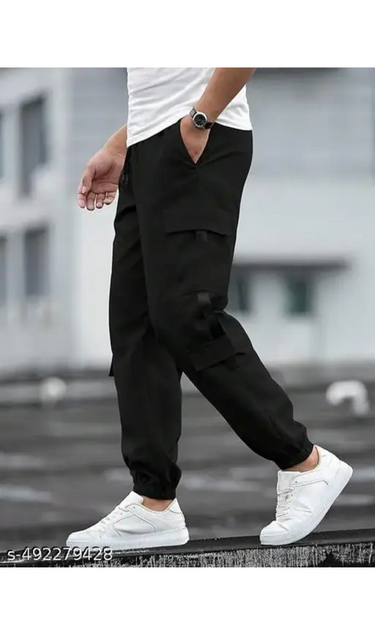 Modern Black Cargo Joggers
