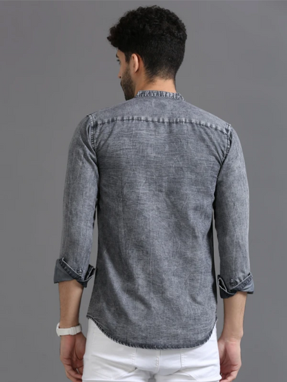 Men Washed Casual Grey Shirt