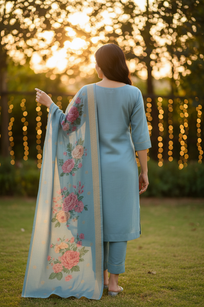 Embellished Anarkali Kurta, Bottom & Dupatta Set